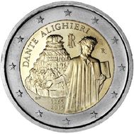  2 евро 2015 «750 лет со дня рождения Данте Алигьери» Италия, фото 1 