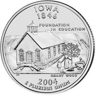  25 центов 2004 «Айова» (штаты США) случайный монетный двор, фото 1 