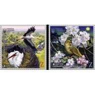  2019. Украина. 1797-1798 Европа. Птицы. Фауна. Белые аисты и соловей. 2 марки, фото 1 