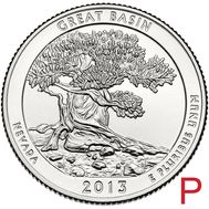  25 центов 2013 «Национальный парк Грейт-Бейсин» (18-й нац. парк США) P, фото 1 