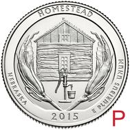  25 центов 2015 «Национальный монумент Гомстед» (26-й нац. парк США) P, фото 1 