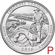  25 центов 2016 «Национальный парк Теодора Рузвельта» (34-й нац. парк США) P, фото 1 