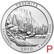 25 центов 2010 «Йосемитский национальный парк» (3-й нац. парк США) P, фото 1 