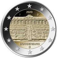  2 евро 2020 «Бранденбург. Дворец Сан-Суси» Германия, фото 1 