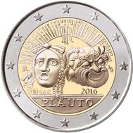  2 евро 2016 «2200-летие со дня смерти Плавта» Италия, фото 1 