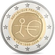  2 евро 2009 «10 лет Экономическому и валютному союзу» Франция, фото 1 