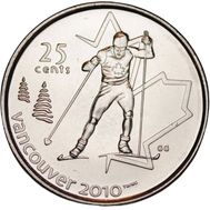  25 центов 2009 «Бег на лыжах. XXI Олимпийские игры 2010 в Ванкувере» Канада, фото 1 