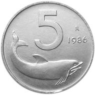  5 лир 1986 Италия, фото 1 