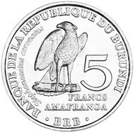  5 франков 2014 «Венценосный орёл» Бурунди, фото 1 