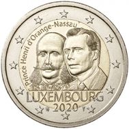  2 евро 2020 «200 лет со дня рождения Генриха Оранско-Нассауского» Люксембург, фото 1 
