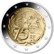  2 евро 2021 «75 лет ЮНИСЕФ» Франция, фото 1 