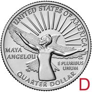  25 центов 2022 «Майя Энджелоу» (Выдающиеся женщины США) D, фото 1 