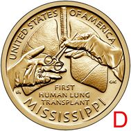  1 доллар 2023 «Первая трансплантация легких» D (Американские инновации), фото 1 