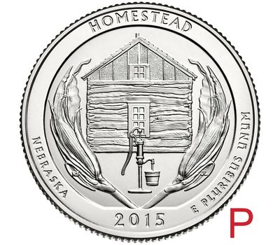  Монета 25 центов 2015 «Национальный монумент Гомстед» (26-й нац. парк США) P, фото 1 