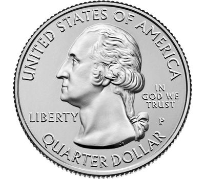  Монета 25 центов 2013 «Национальный лес Белые горы» (16-й нац. парк США) P, фото 2 