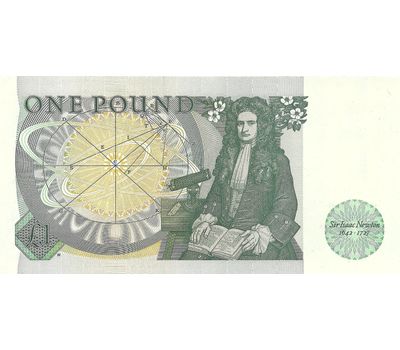  Банкнота 1 фунт 1978 «Исаак Ньютон» Великобритания Пресс, фото 1 