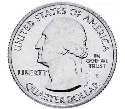  Монета 25 центов 2019 «Национальный исторический парк миссий Сан-Антонио» (49-й нац. парк США) S, фото 2 