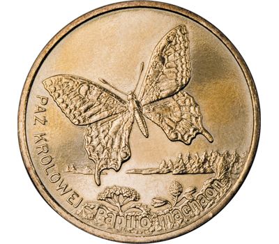  Монета 2 злотых 2001 «Махаон (Papilio machano)» Польша, фото 1 