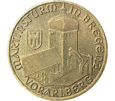  Монета 20 шиллингов 1990 «Башня Мартинстурм в Брегенце» Австрия, фото 1 