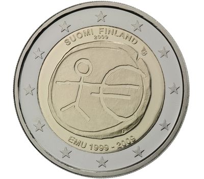  Монета 2 евро 2009 «10 лет Экономическому и валютному союзу» Финляндия, фото 1 