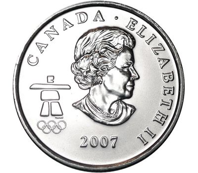  Монета 25 центов 2007 «Горные лыжи. XXI Олимпийские игры 2010 в Ванкувере» Канада, фото 2 