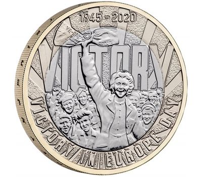  Монета 2 фунта 2020 «75 лет Победе» Великобритания (в буклете), фото 4 