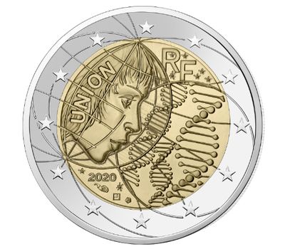  Монета 2 евро 2020 «Медицинские исследования: UNION» Франция (в коинкарте), фото 2 