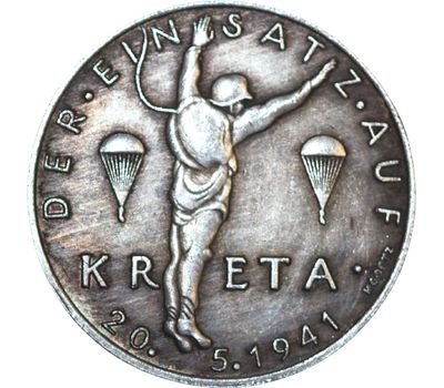  Медаль 1941 «Карл Гетц. Военно-воздушные войска Германии на Крите» Третий Рейх (копия), фото 2 