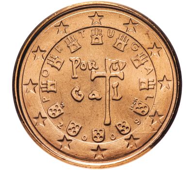  Монета 1 евроцент 2009 Португалия, фото 1 