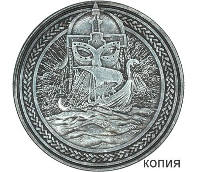  Коллекционная сувенирная монета хобо никель 1 доллар 1878 «Драккар викингов» США, фото 1 