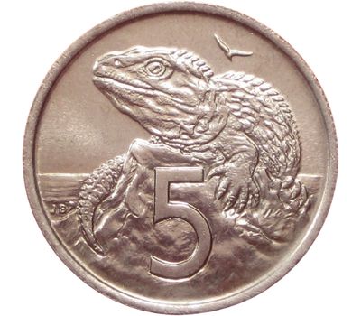 Монета 5 центов 1975 «Ящерица» Новая Зеландия, фото 1 