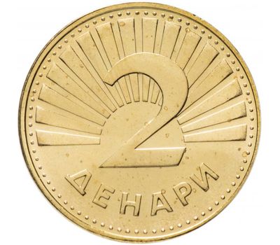  Монета 2 денара 2018 «Рыба» Македония, фото 2 