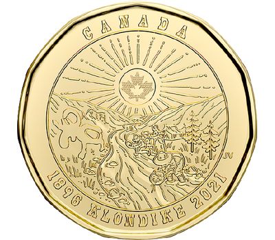  Монета 1 доллар 2021 «Золотая лихорадка» на Клондайке» Канада, фото 1 