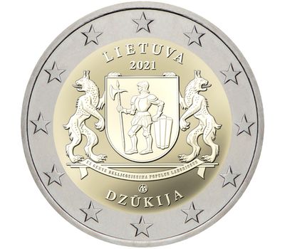  Монета 2 евро 2021 «Регион Дзукия» Литва, фото 1 