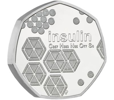  Монета 50 пенсов 2021 «100 лет со дня открытия инсулина» Великобритания (в буклете), фото 2 