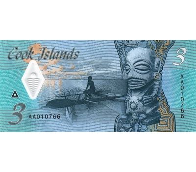  Банкнота 3 доллара 2021 Острова Кука Пресс, фото 2 