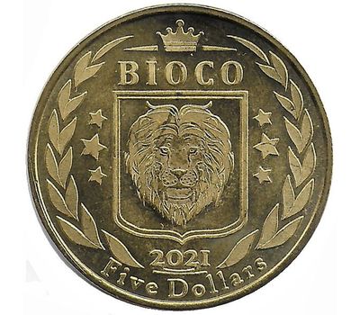  Монета 5 долларов 2021 «Саблезубая белка» Остров Биоко (Гвинея), фото 2 