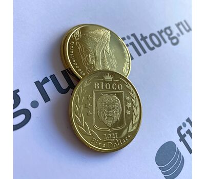  Монета 5 долларов 2021 «Остеодонторнис» Остров Биоко (Гвинея), фото 4 