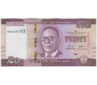  Банкнота 20 долларов 2022 Либерия Пресс, фото 1 