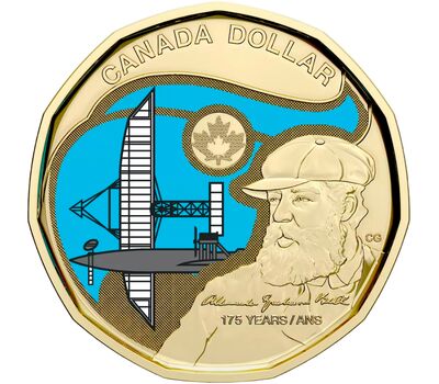  Монета 1 доллар 2022 «175 лет со дня рождения Александра Грэма Белла» Канада (цветная), фото 1 