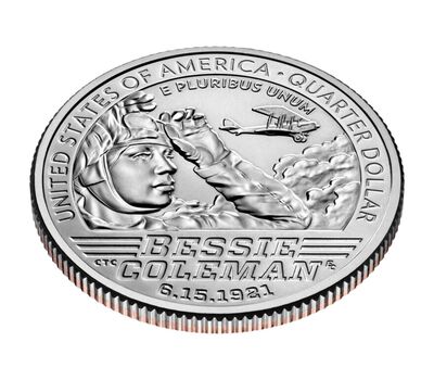  Монета 25 центов 2023 «Бесси Коулман» (Выдающиеся женщины США) S, фото 3 