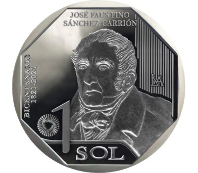  Монета 1 соль 2022 «Хосе Фаустино Санчес Каррион. Борцы за свободу» Перу, фото 1 