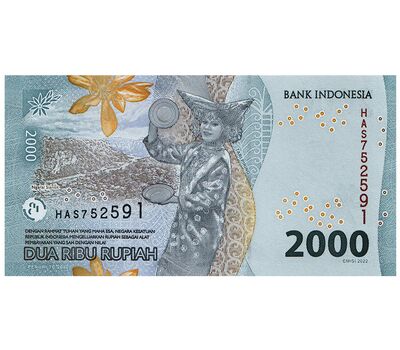 Банкнота 2000 рупий 2022 Индонезия Пресс, фото 2 