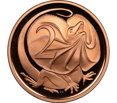  Монета 2 цента 1983 «Плащеносная ящерица» Австралия, фото 1 