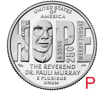  Монета 25 центов 2024 «Паули Мюррей» (Выдающиеся женщины США) P, фото 1 