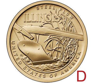  Монета 1 доллар 2024 «Стальной плуг. Иллинойс» D (Американские инновации), фото 1 