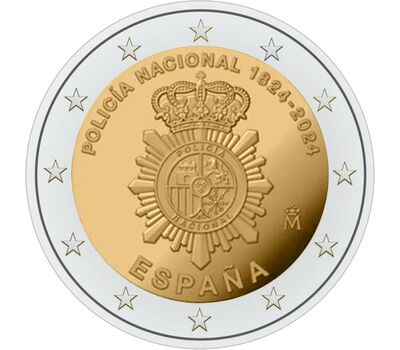  Монета 2 евро 2024 «Национальный полицейский корпус» Испания, фото 1 