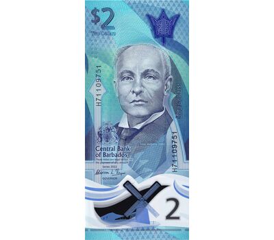  Банкнота 2 доллара 2022 Барбадос Пресс, фото 1 