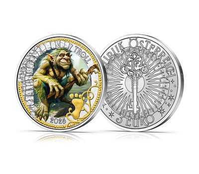  Монета 3 евро 2025 «Фантастические Мифические существа — Тролль» Австрия, фото 2 