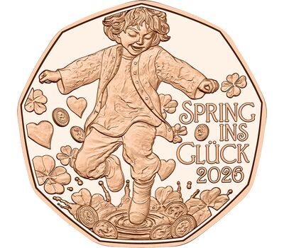  Монета 5 евро 2025 «Прыжок в счастье» Австрия, фото 1 